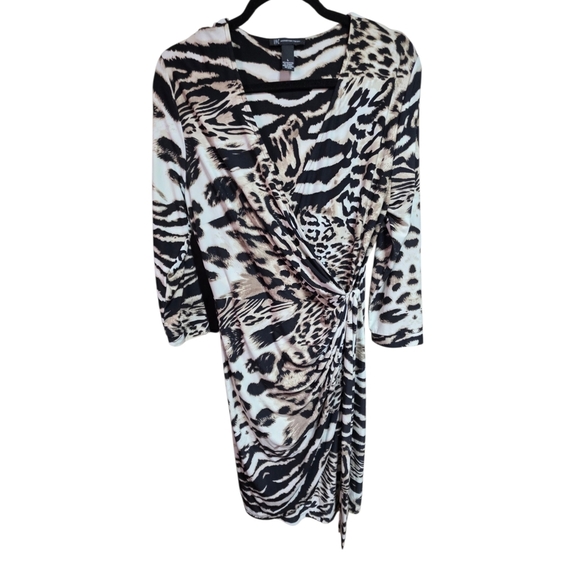 INC International Concepts Black and Cream Animal Print Dress Size Large - Picture 5 of 5